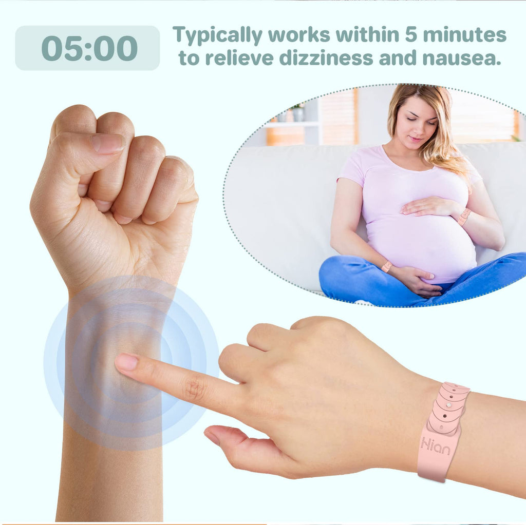 Hion Motion Sickness Bracelets — Acupressure Wristbands (3 Pairs: Black Blue White)