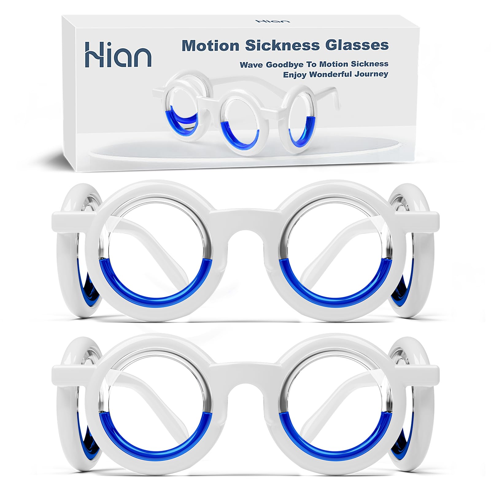 Hion Motion Sickness Glasses – 2 Pairs for Travel (Cars, Planes, Boats)