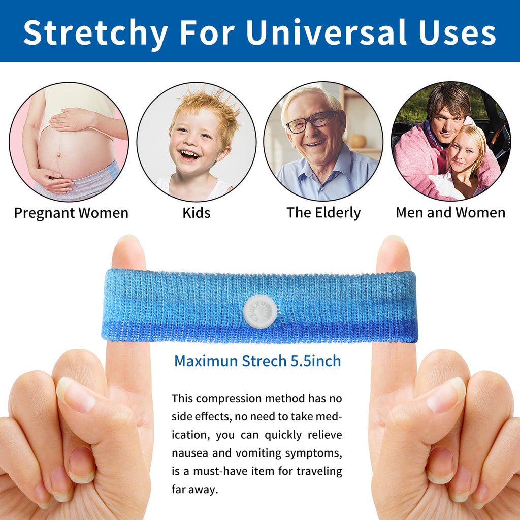 HIONXMGA 2 Pairs Motion Sickness Bands – Natural Acupressure Wristbands for Travel (Adults & Kids)