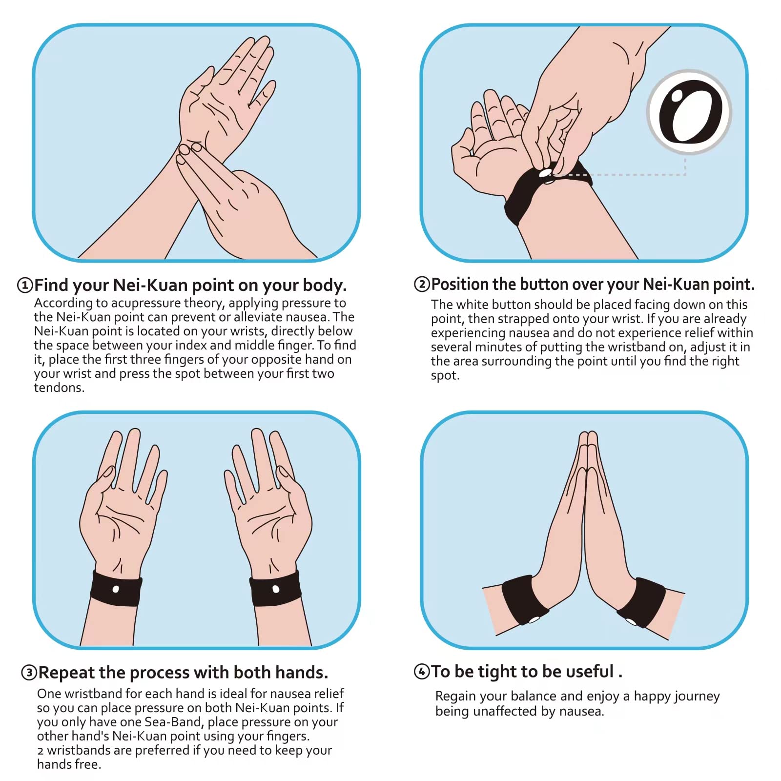 HIONXMGA 6 Pairs Motion Sickness Bands – Natural Acupressure Wristbands for Travel Nausea Relief
