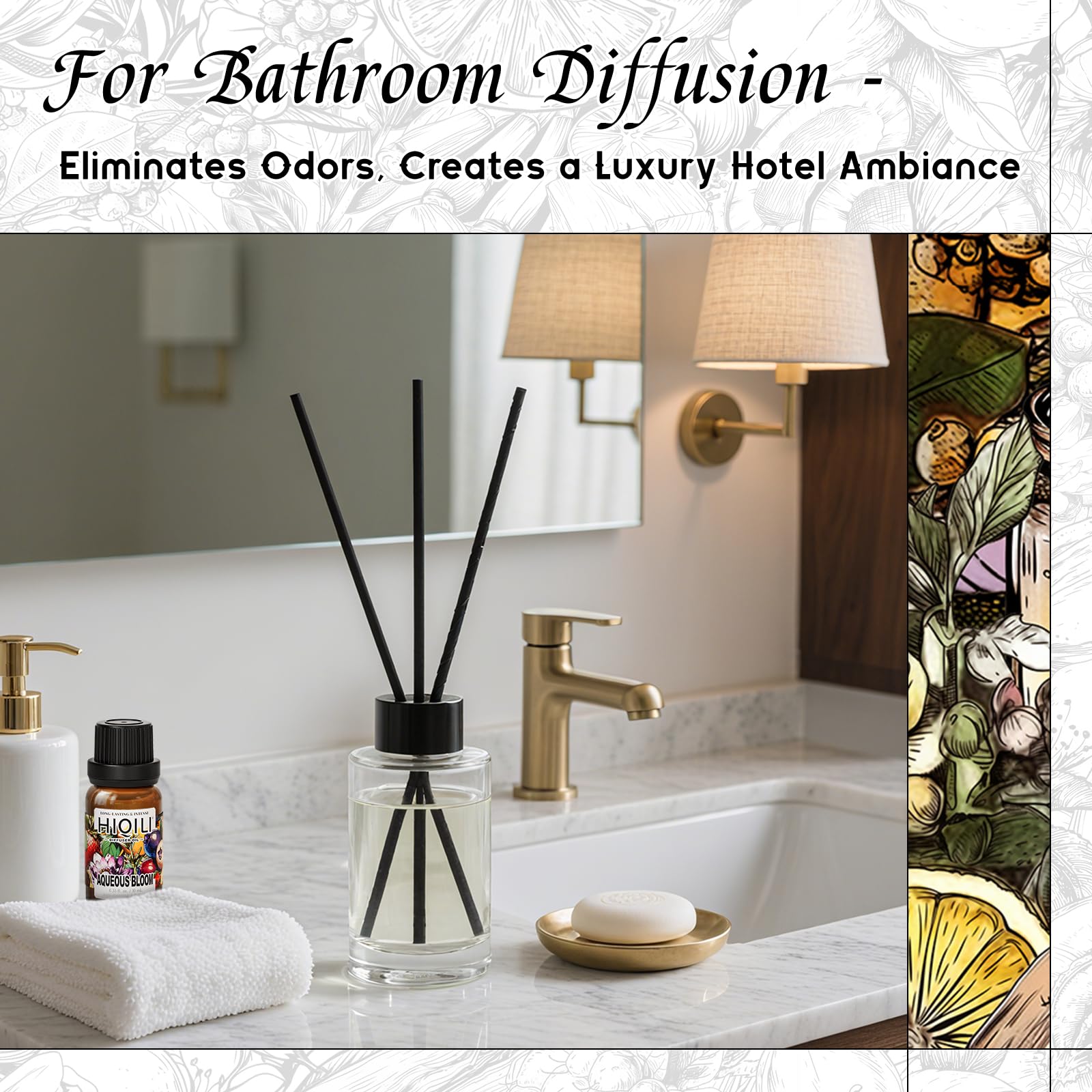 HIQILI Aqueous Bloom Diffuser Oil – Long-Lasting Scent for Large Spaces | Pets & Home (0.34 fl oz)