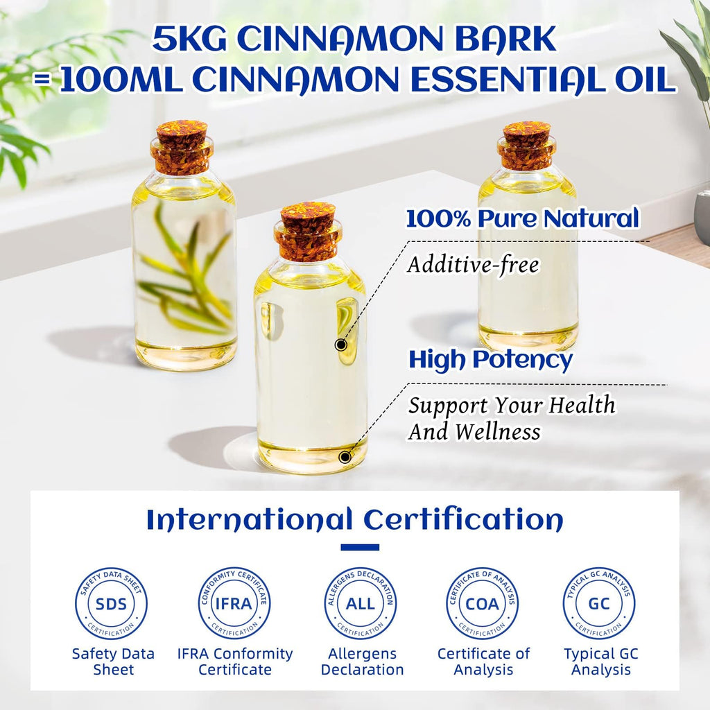 HIQILI Cinnamon Essential Oil - 100% Pure & Natural, 3.38 fl oz for Spray, Diffuser, Kitchen & Garden