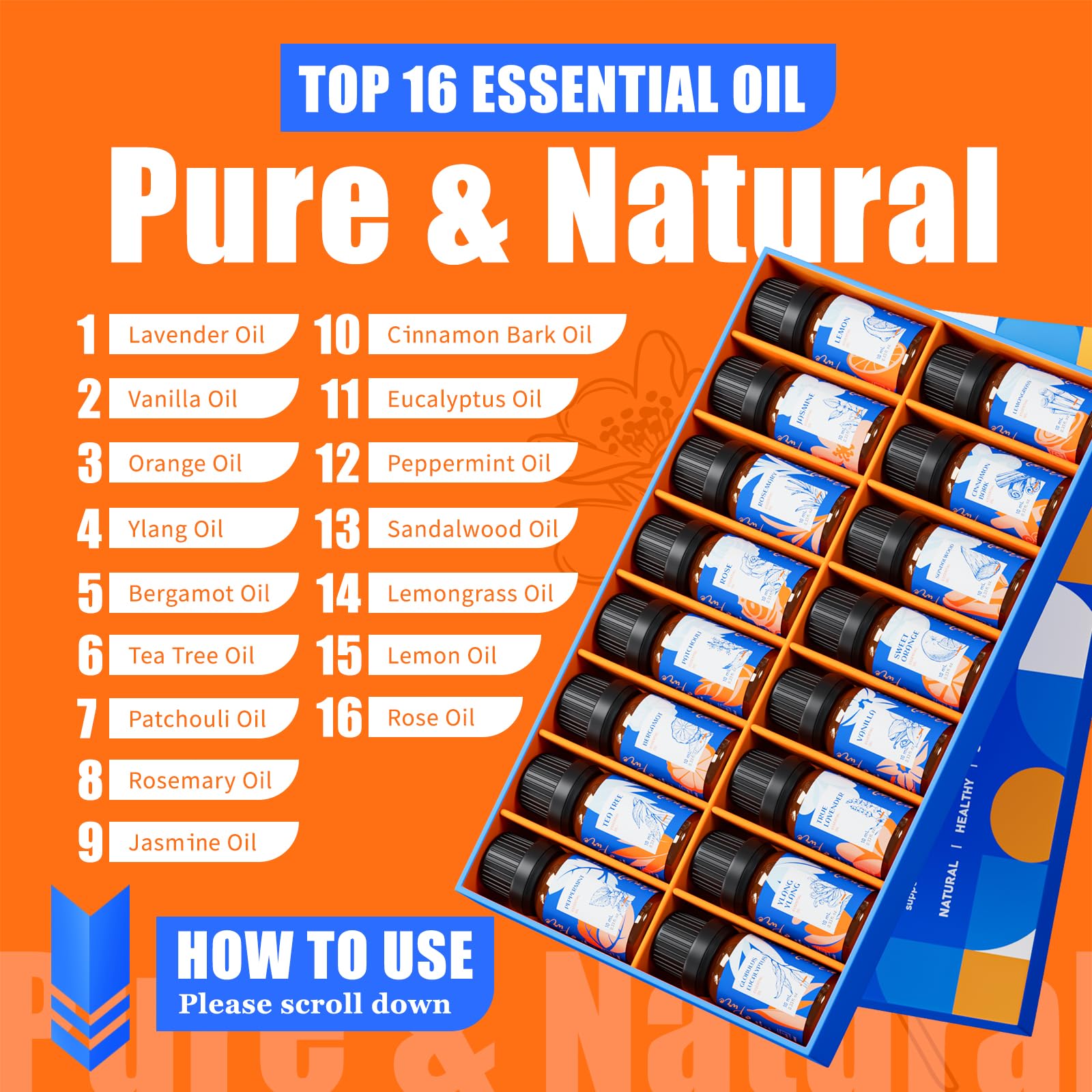 HIQILI Essential Oils Set – 16 Organic Aromatherapy Oils for Diffusers