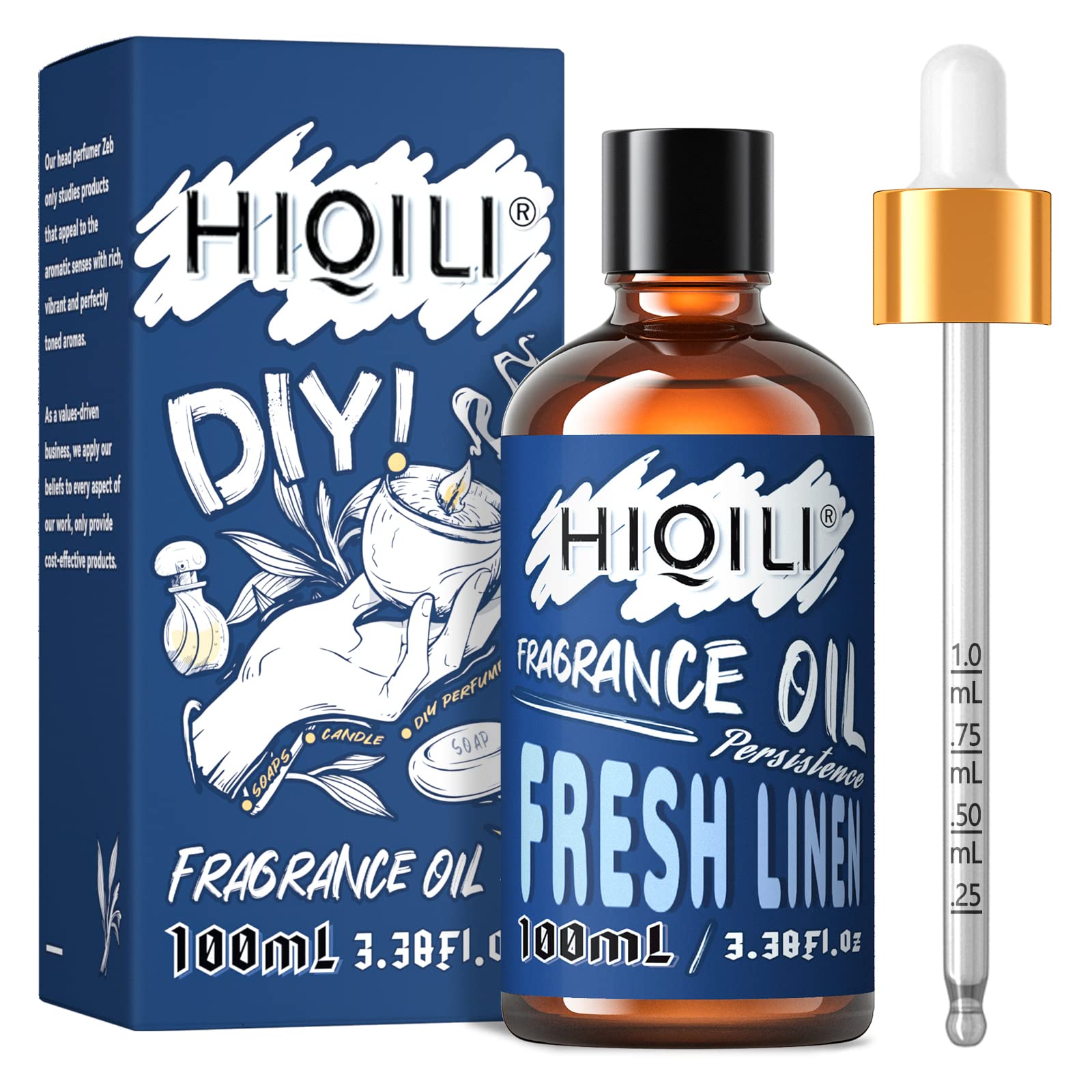 HIQILI Fresh Linen Fragrance Oil 100ml | Diffuser, Car Freshies, Candle & Soap Making