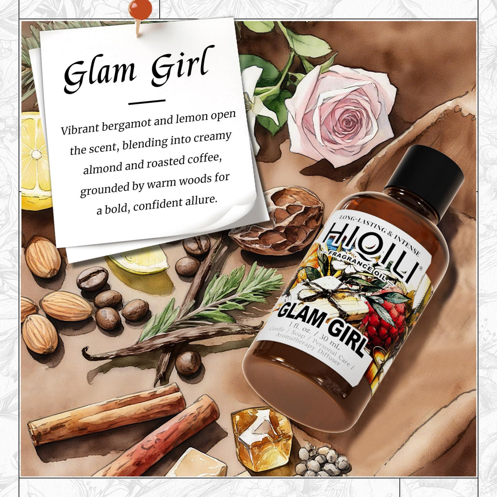 HIQILI Glam Girl Fragrance Oil – Inspired by Her-rera G.Girl | Candle, Soap & Diffuser, 1 oz