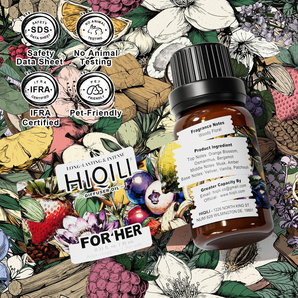 HIQILI for Her Diffuser Oil - Long-Lasting Scent (0.34 oz) | Reed Diffuser