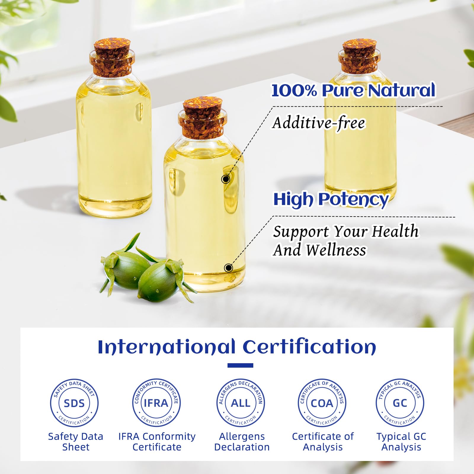 HIQILI Organic Jojoba Oil 100ml – Hair Growth, Cold-Pressed & Unrefined with Roller Bottle