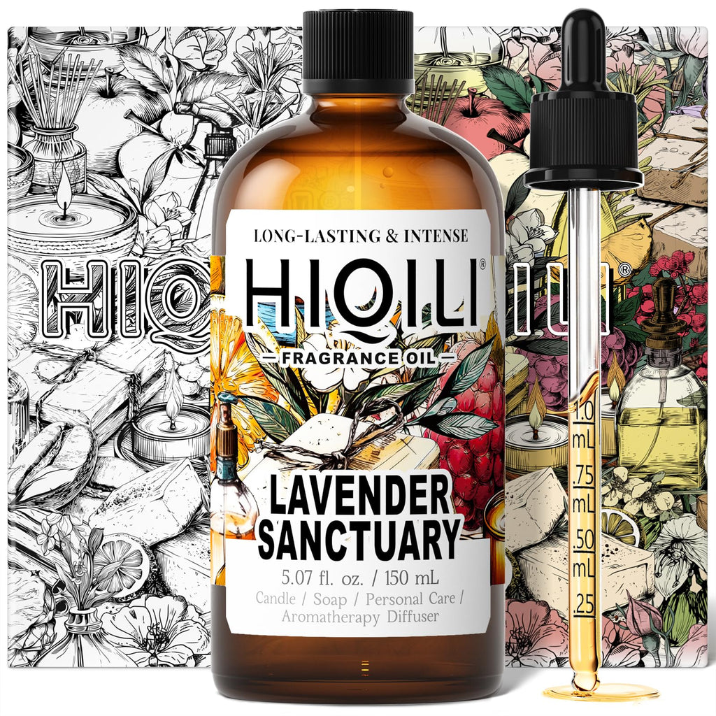 HIQILI Lavender Sanctuary Fragrance Oil for Diffuser, Candle & Soap Making – 5.07 fl oz