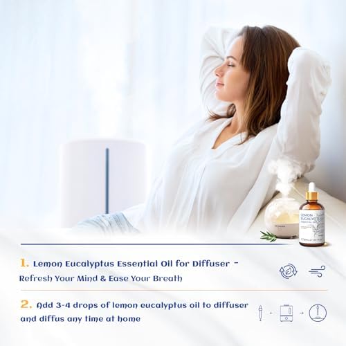 HIQILI Lemon Eucalyptus Oil – 100% Pure Essential Oil for Spray, Diffuser | 1.01 Fl Oz