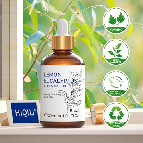 HIQILI Lemon Eucalyptus Oil – 100% Pure Essential Oil for Spray, Diffuser | 1.01 Fl Oz
