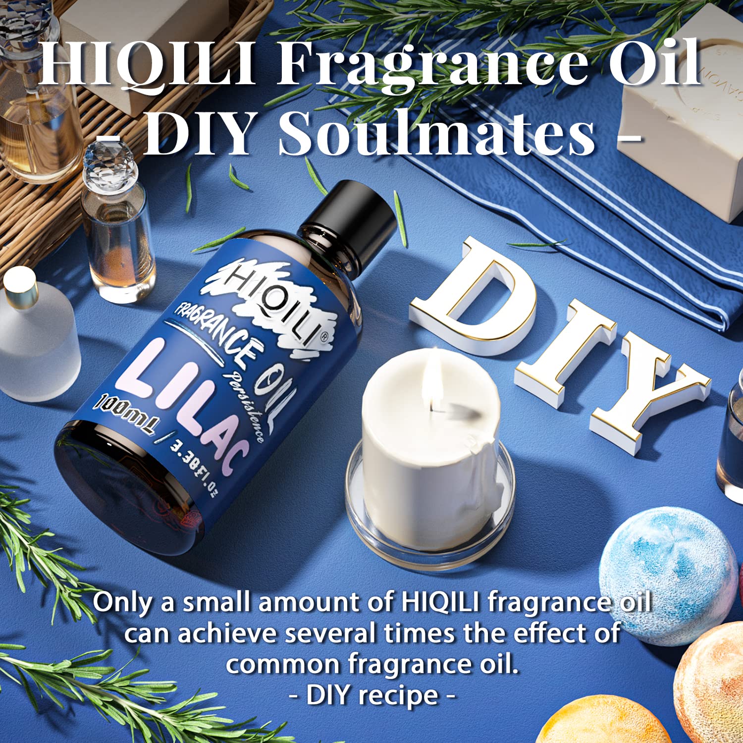 HIQILI Lilac Fragrance Oil – Long-Lasting Floral Scent for Candle, Soap, Perfume Making & Diffuser (3.38 Fl Oz)
