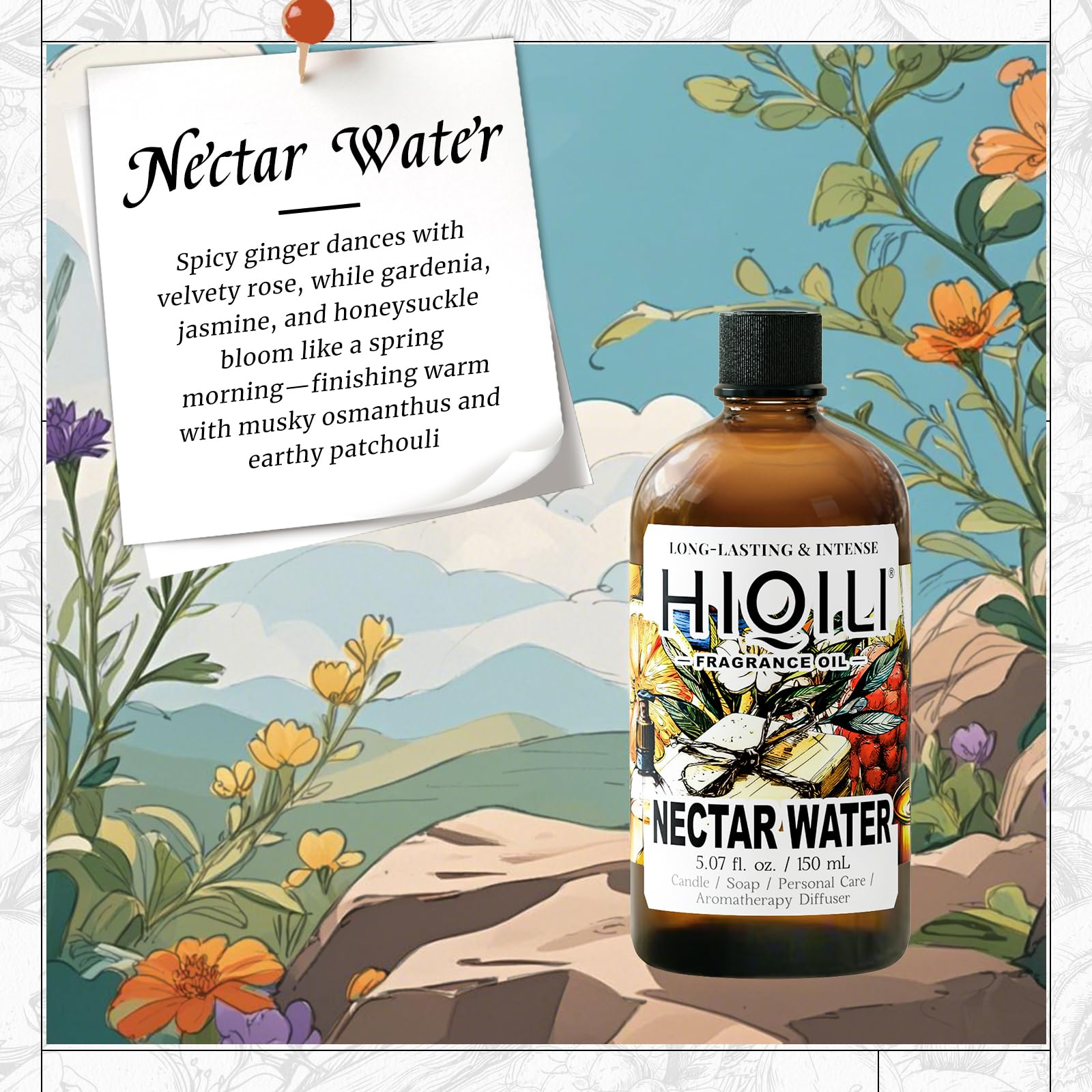 HIQILI Nectar Water Fragrance Oil – Jasmine & Osmanthus, 5.07 Fl Oz