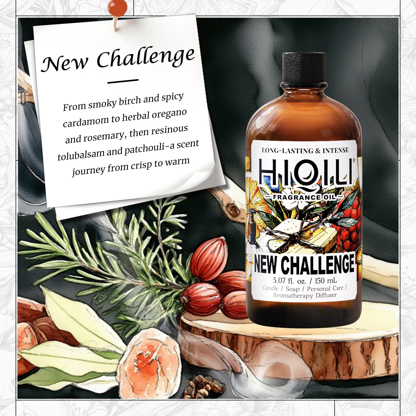 HIQILI New Challenge Fragrance Oil for Diffuser – Inspired by L.Coste Cha-llenge R-Fresh, Hotel Collection (5.07 Fl Oz)