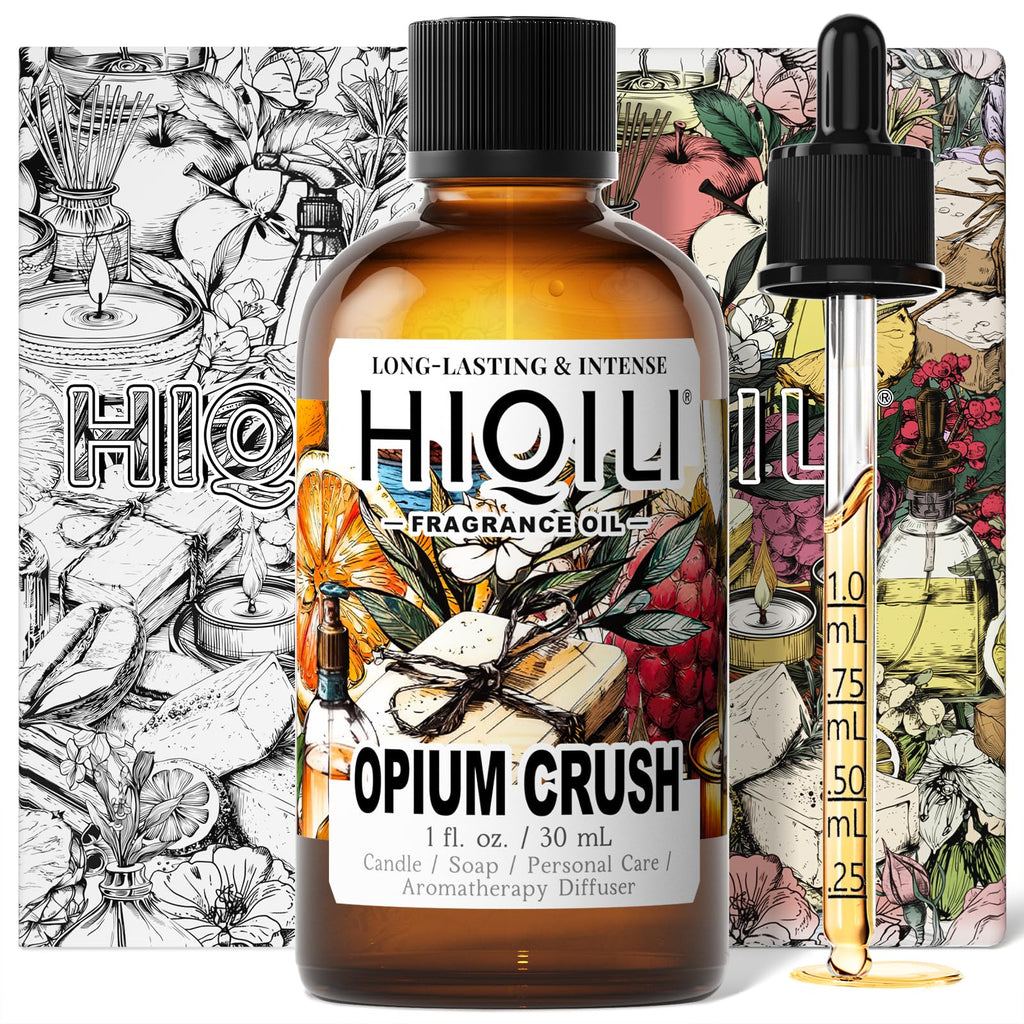 HIQILI Opium Crush Fragrance Oil – Vanilla & Chocolate Scent for Candle, Soap, Diffuser, Hair Care (1 Fl Oz)