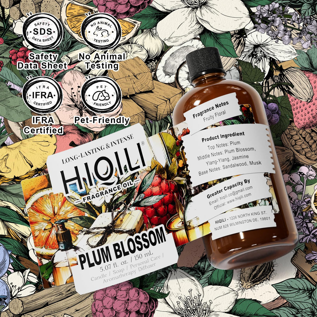 HIQILI Plum Blossom Fragrance Oil – 5.07 Fl Oz for Candles, Soaps & Diffusers
