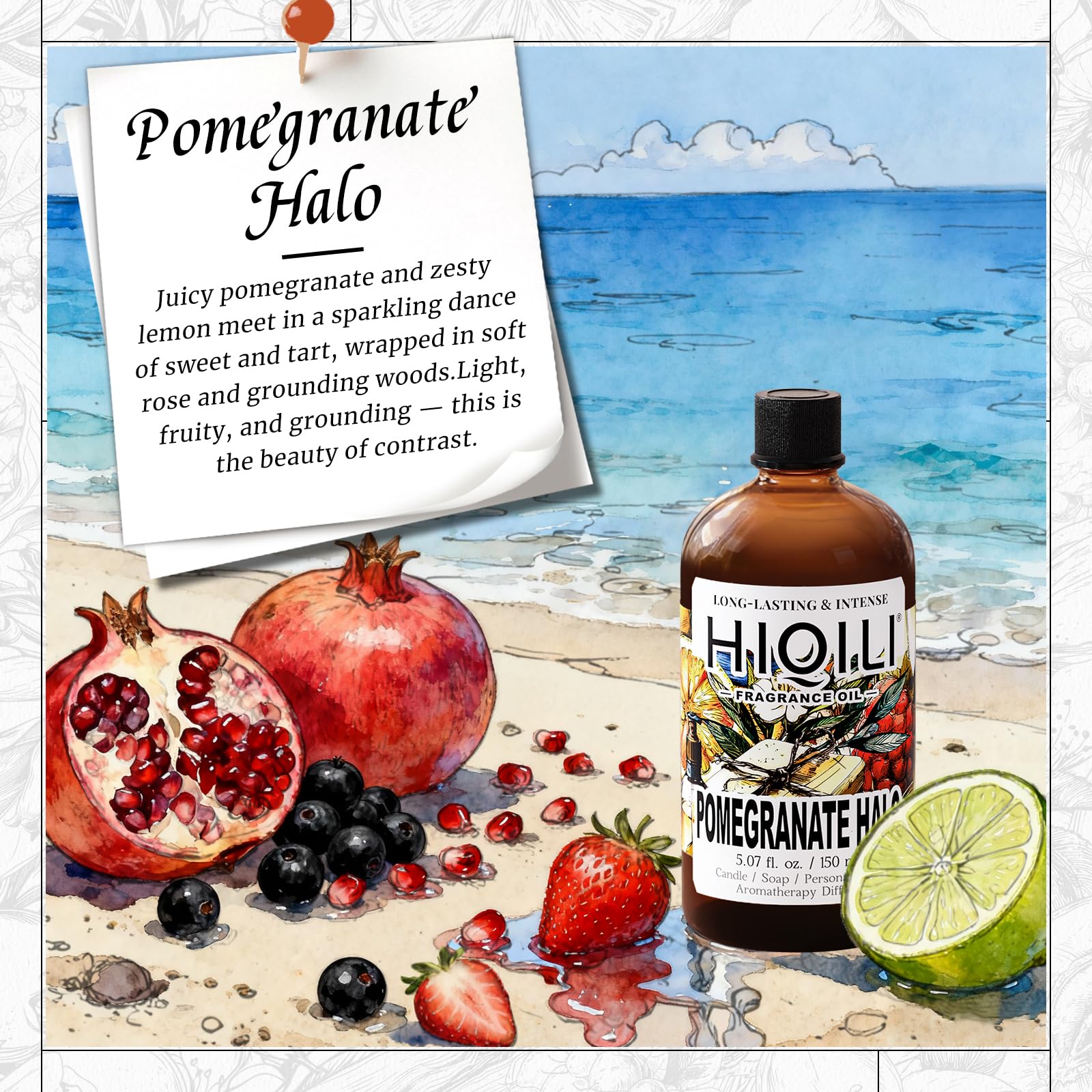 HIQILI Pomegranate Halo Fragrance Oil – DIY Perfume, Candles, Soap (5.07 Fl Oz)