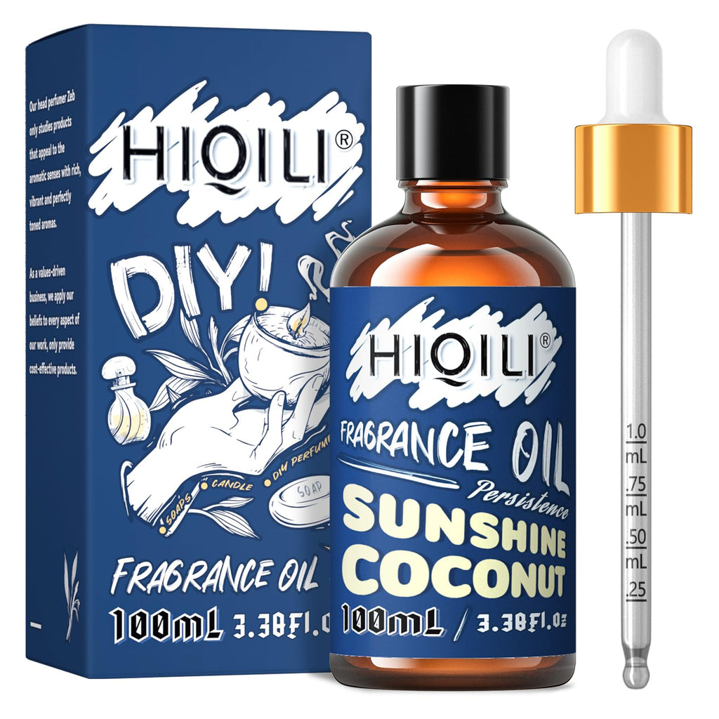 HIQILI Sunshine Coconut Fragrance Oil 100ml – Diffuser, Car Freshies, Candles & Soap