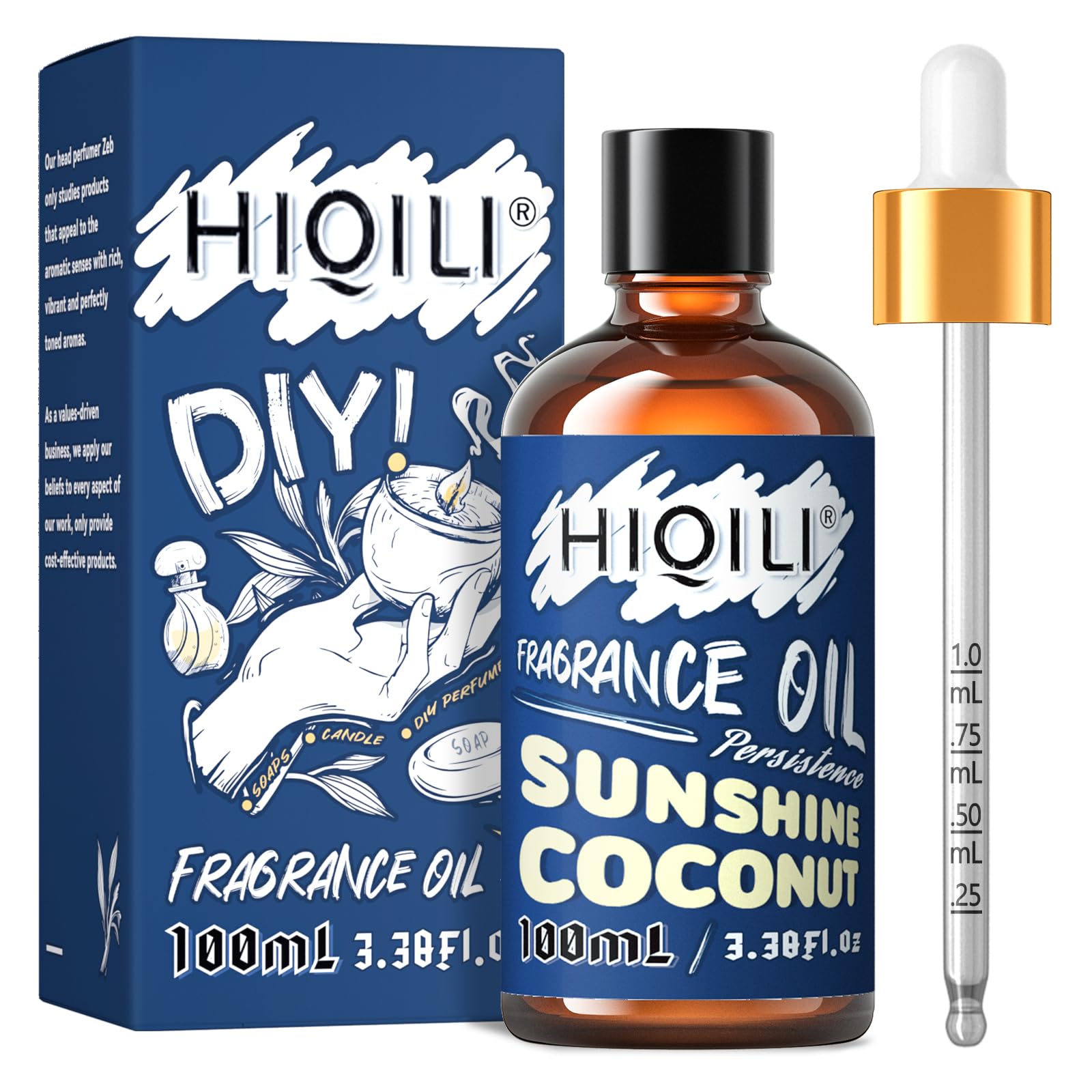 HIQILI Sunshine Coconut Fragrance Oil 100ml – Diffuser, Car Freshies, Candles & Soap