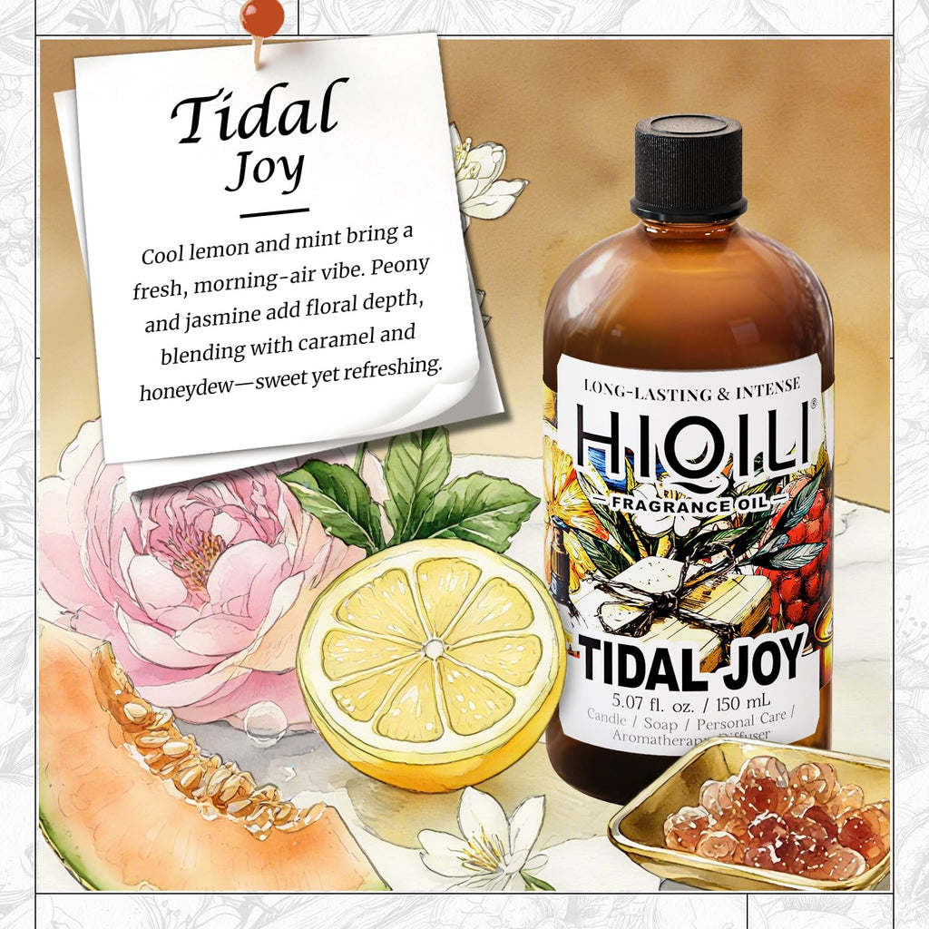 HIQILI Tidal Joy Fragrance Oil – Brown Sugar & Lemon, Diffuser, Candle & DIY (5.07 fl oz)