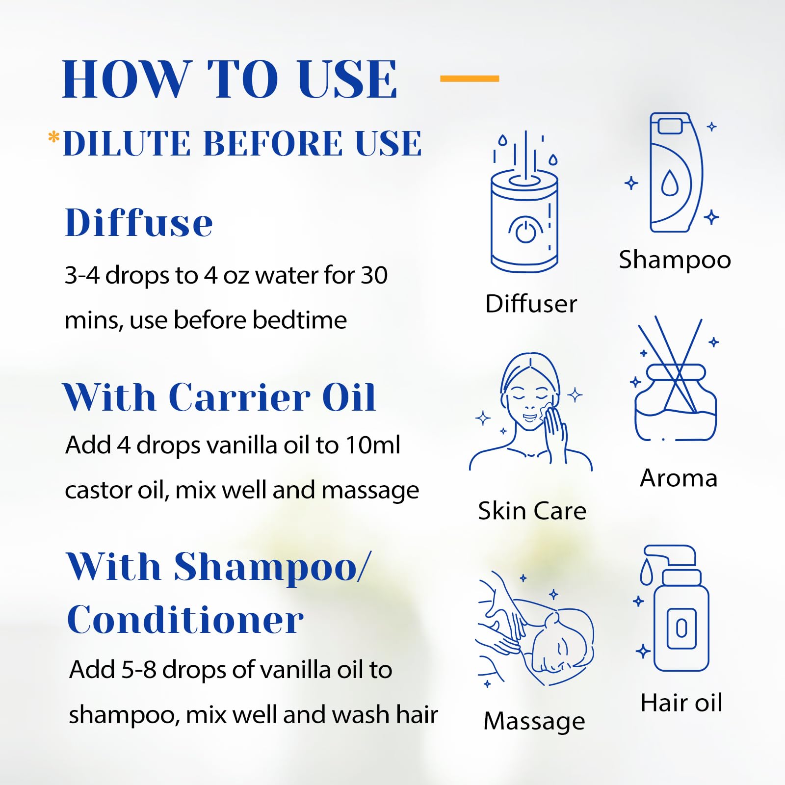 HIQILI Vanilla Essential Oil - 100ml, Undiluted Pure Vanilla Aroma for Diffusers, DIY Cosmetics, Candles & Soaps