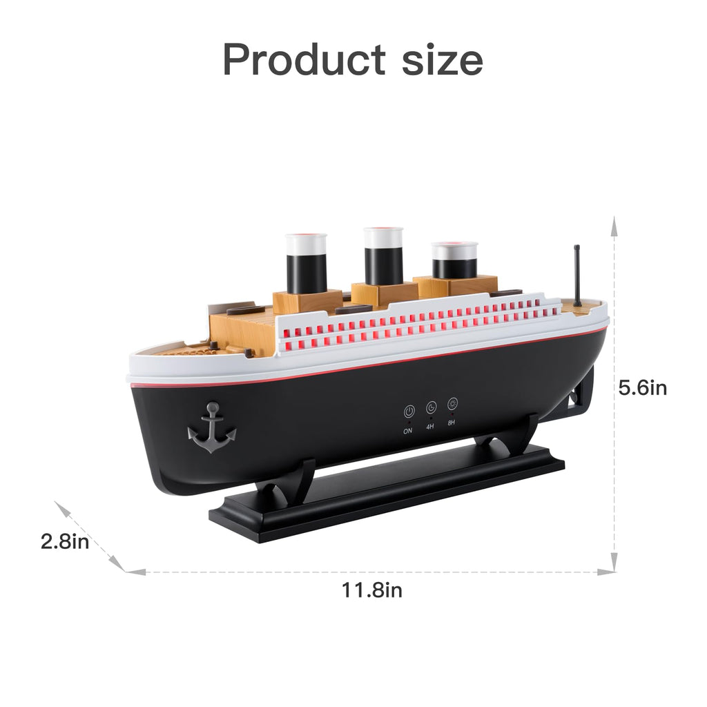 HIROGA Titanic Humidifier 250ml – Ultrasonic Diffuser with Remote, 7 LED Lights, 2 Mist Modes & Auto Shut-Off (Black/White)