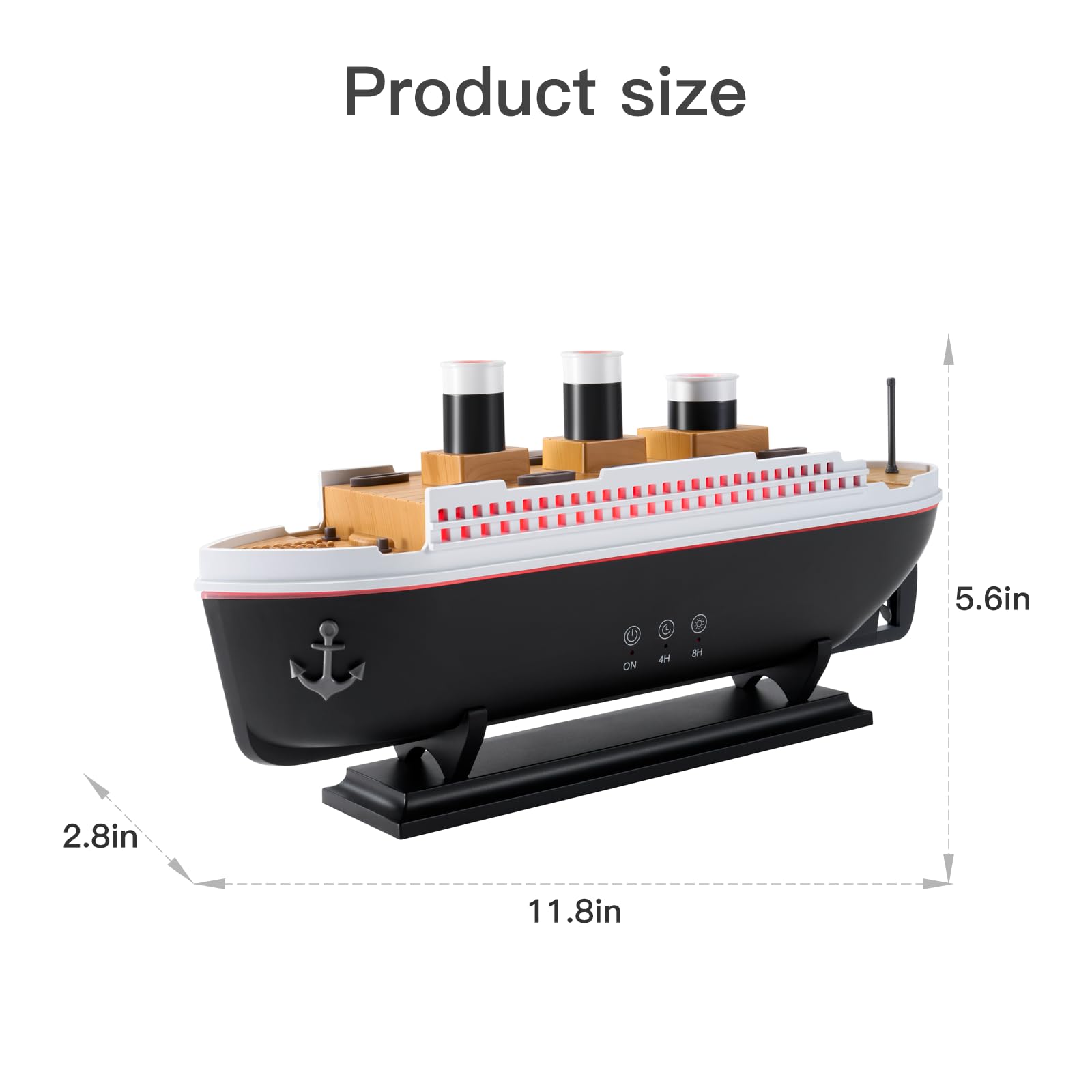 HIROGA Titanic Humidifier 250ml – Ultrasonic Diffuser with Remote, 7 LED Lights, 2 Mist Modes & Auto Shut-Off (Black/White)