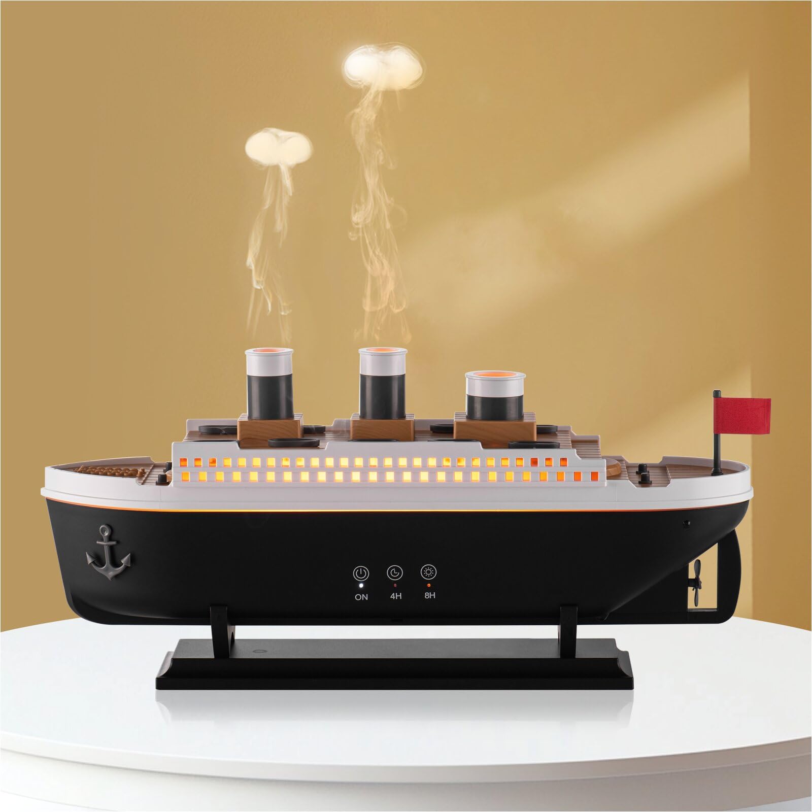 HIROGA Titanic Humidifier 250ml – Ultrasonic Diffuser with Remote, 7 LED Lights, 2 Mist Modes & Auto Shut-Off (Black/White)