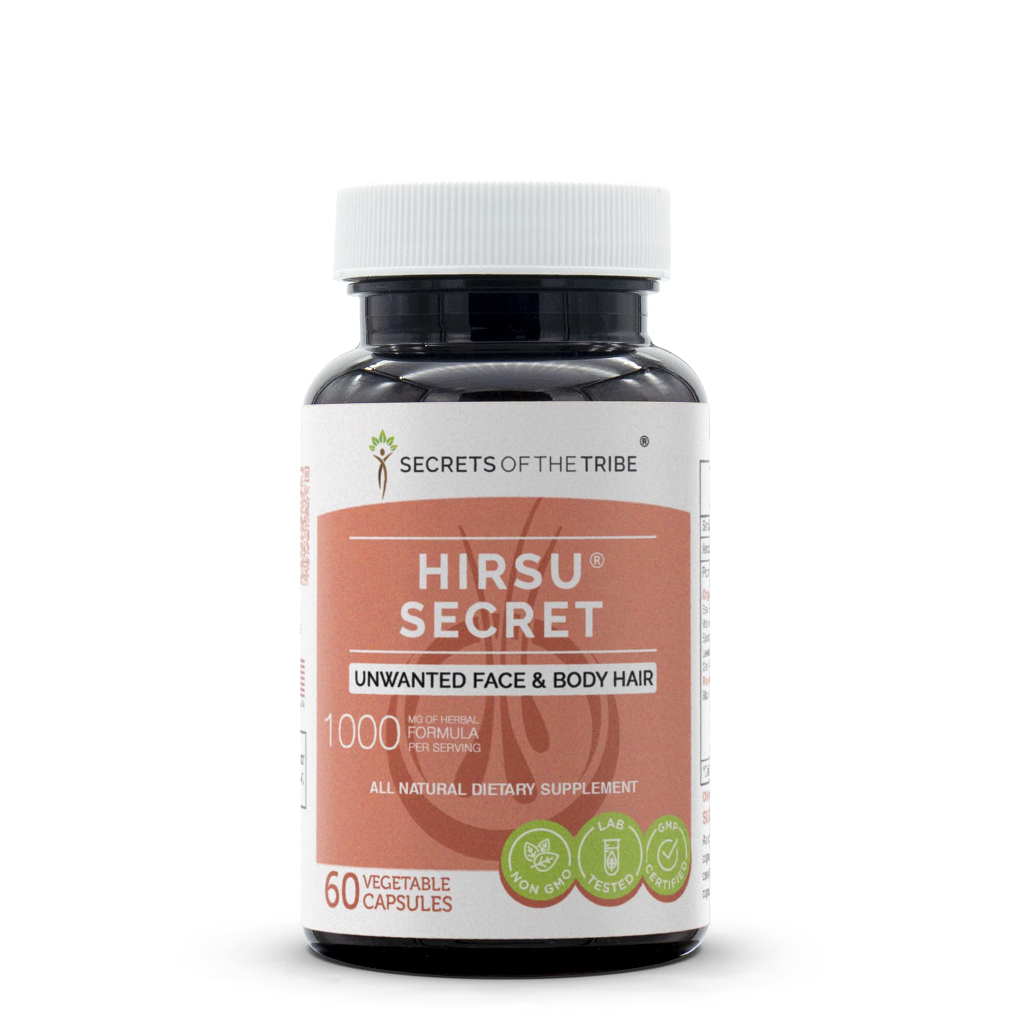 Hirsu Secret 60 Capsules - 1000 mg Herbal Hair Support for Unwanted Hair