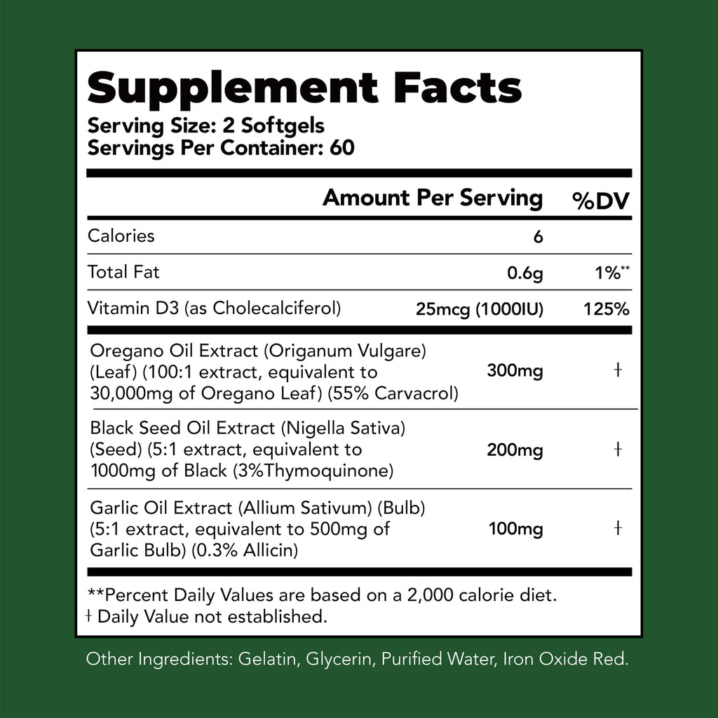 HiWell Oil of Oregano with Black Seed Oil – 55% Carvacrol & Thymoquinone, 60-Day Non-GMO Immune Support