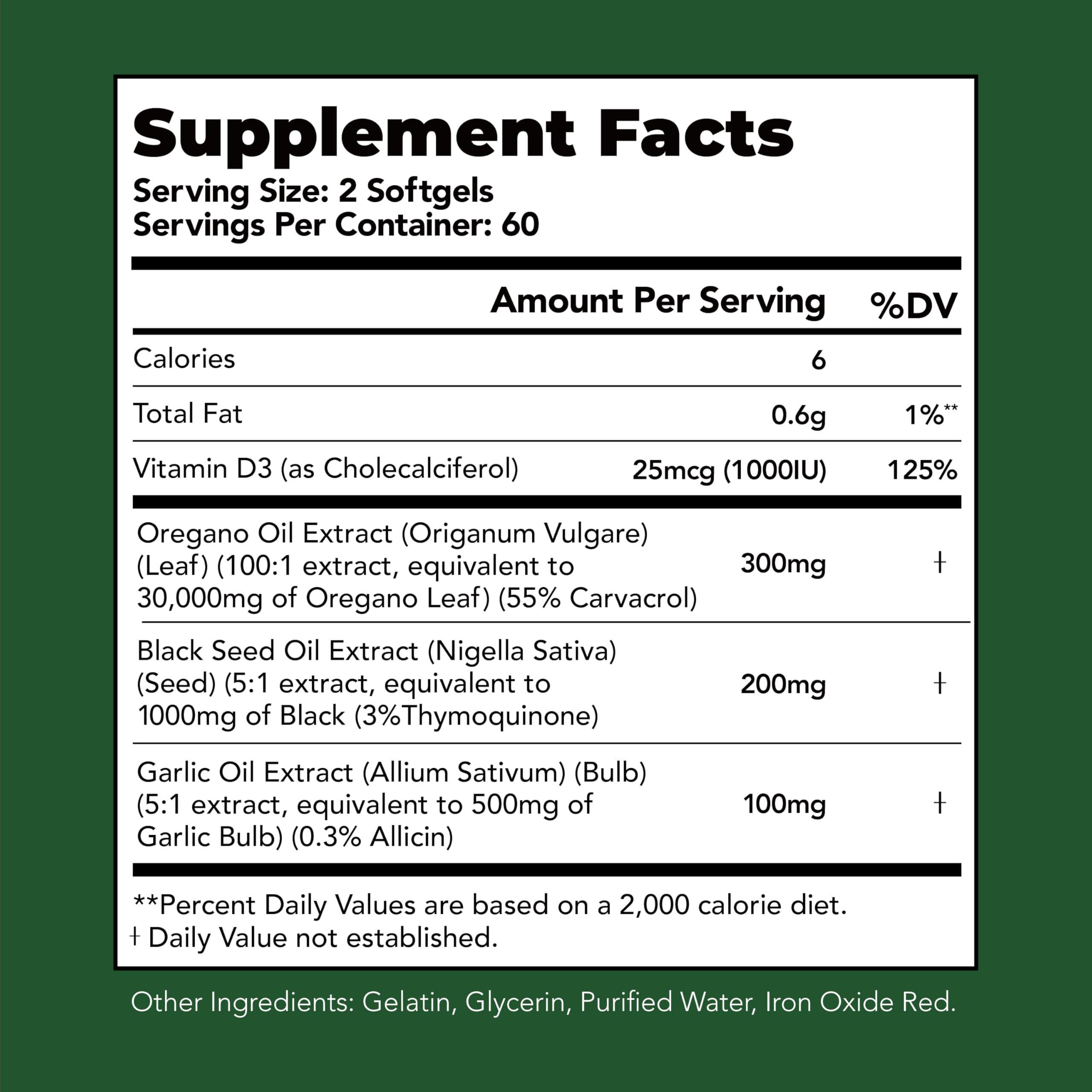 HiWell Oil of Oregano with Black Seed Oil – 55% Carvacrol & Thymoquinone, 60-Day Non-GMO Immune Support