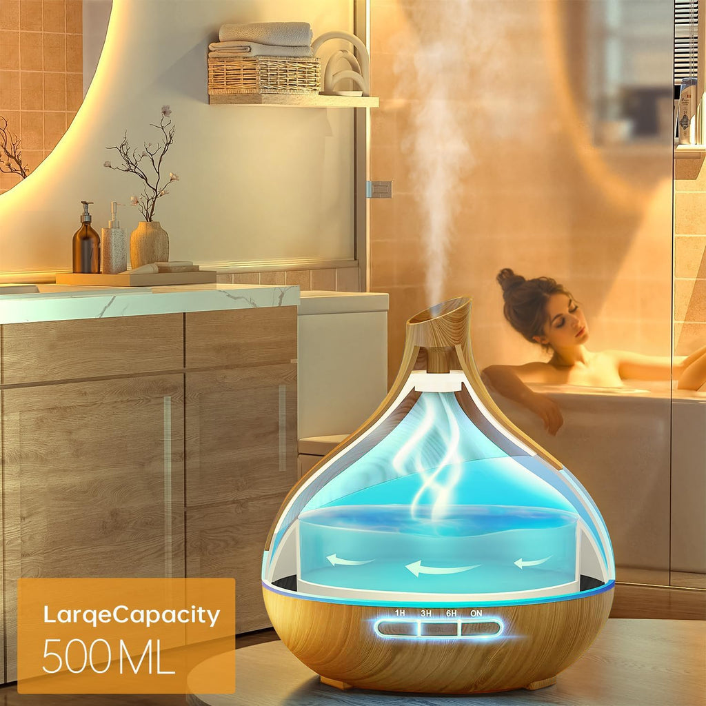 HJTHJT 500ml Essential Oil Diffuser with Remote – 14-Color LED Night Light