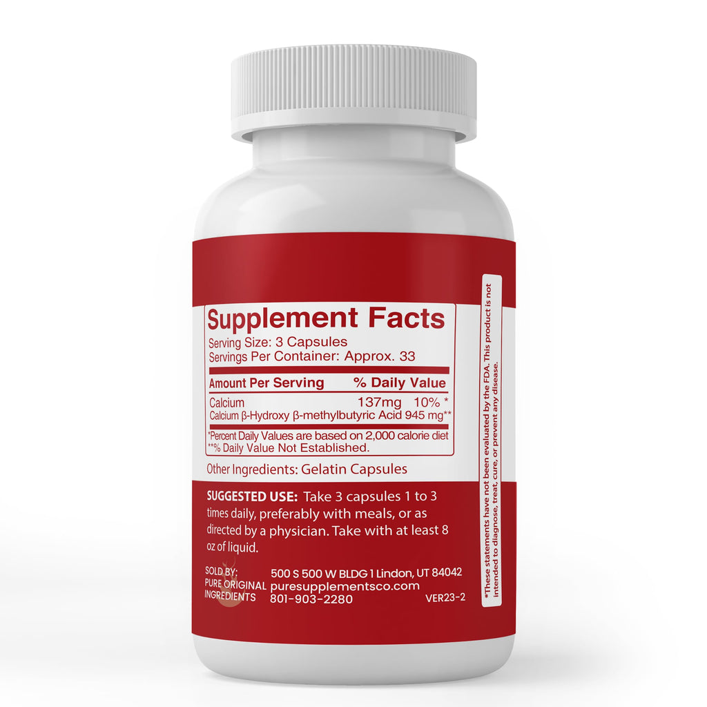 Pure Original HMB Capsules (100) – Lab Verified, No Additives or Fillers