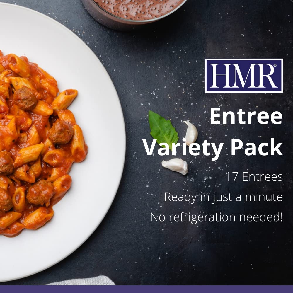 HMR Variety Entrée Packs – Ready-to-Eat, High-Protein, Low-Calorie Meals (7-8 oz) | Pack of 17