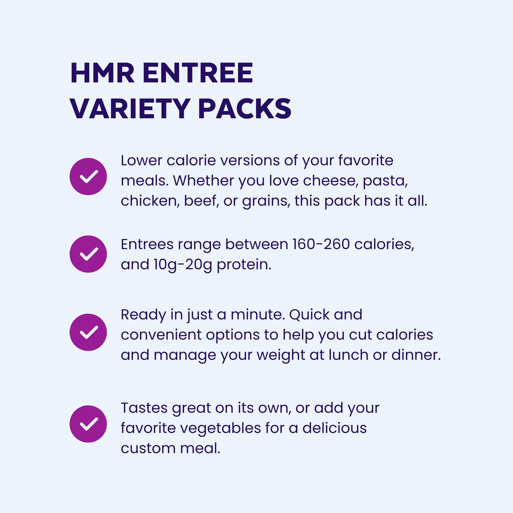 HMR Variety Entrée Packs – Ready-to-Eat, High-Protein, Low-Calorie Meals (7-8 oz) | Pack of 17