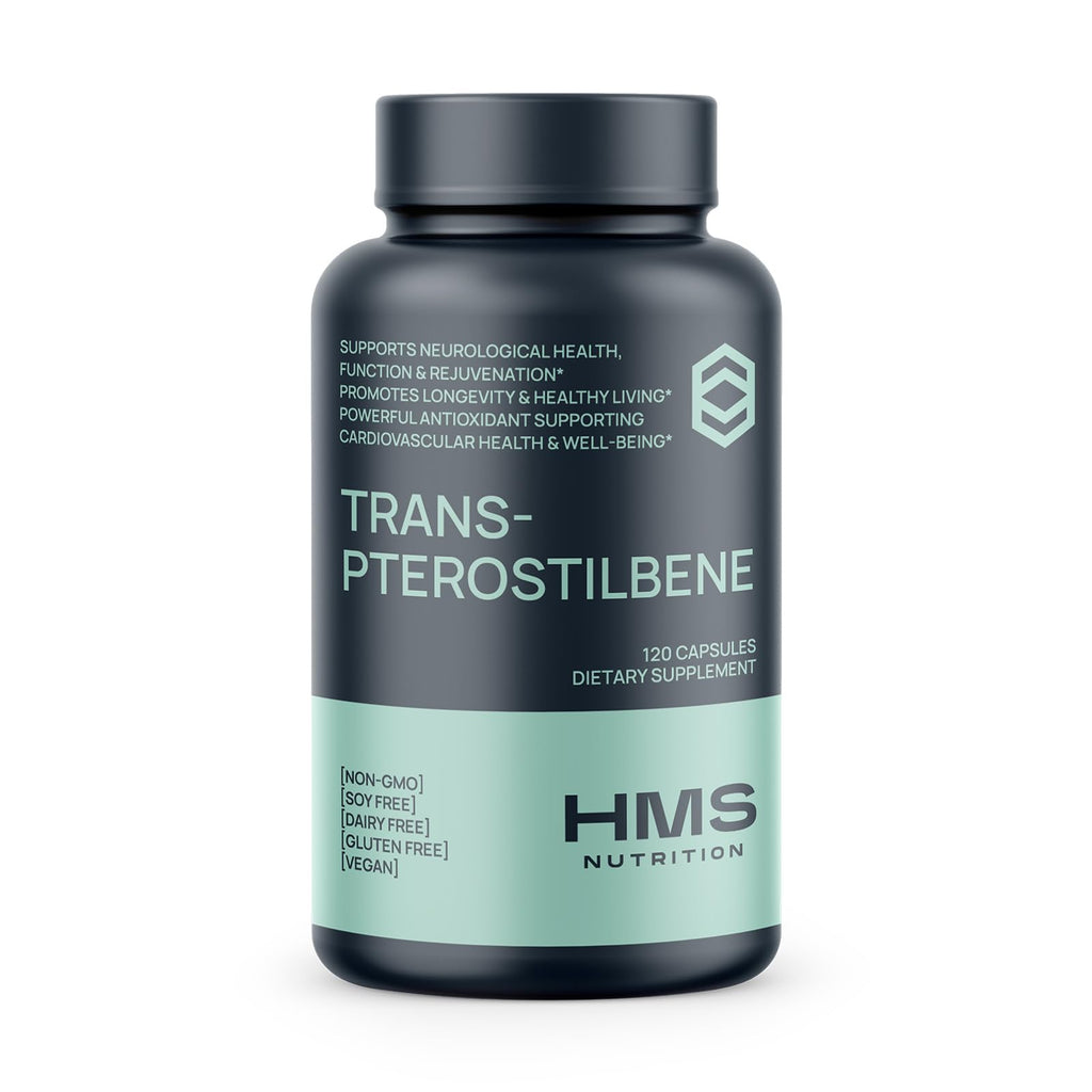 HMS Nutrition Potent Trans-Pterostilbene 200mg | 120 Vegan Capsules | Gluten, Soy & Dairy Free