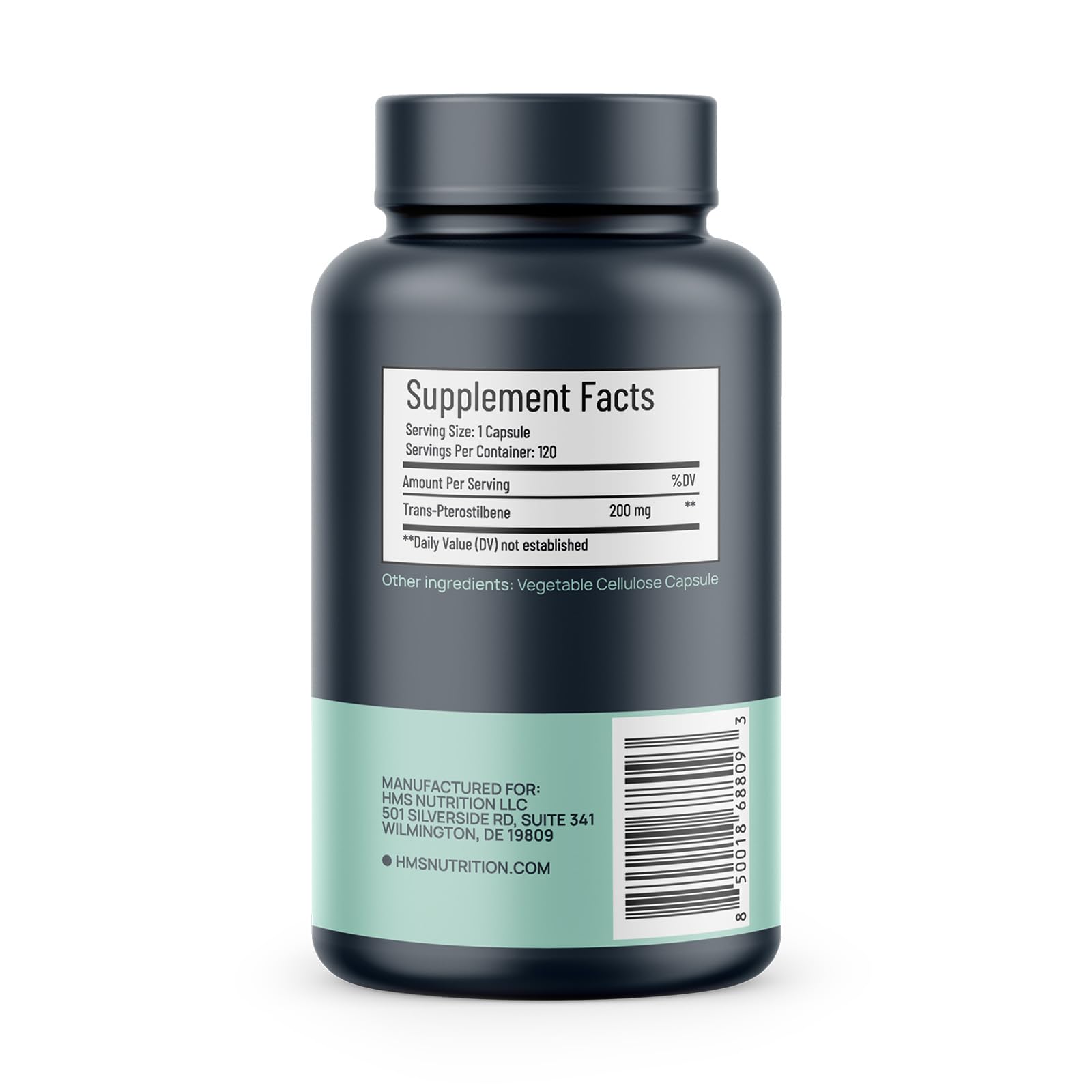 HMS Nutrition Potent Trans-Pterostilbene 200mg | 120 Vegan Capsules | Gluten, Soy & Dairy Free