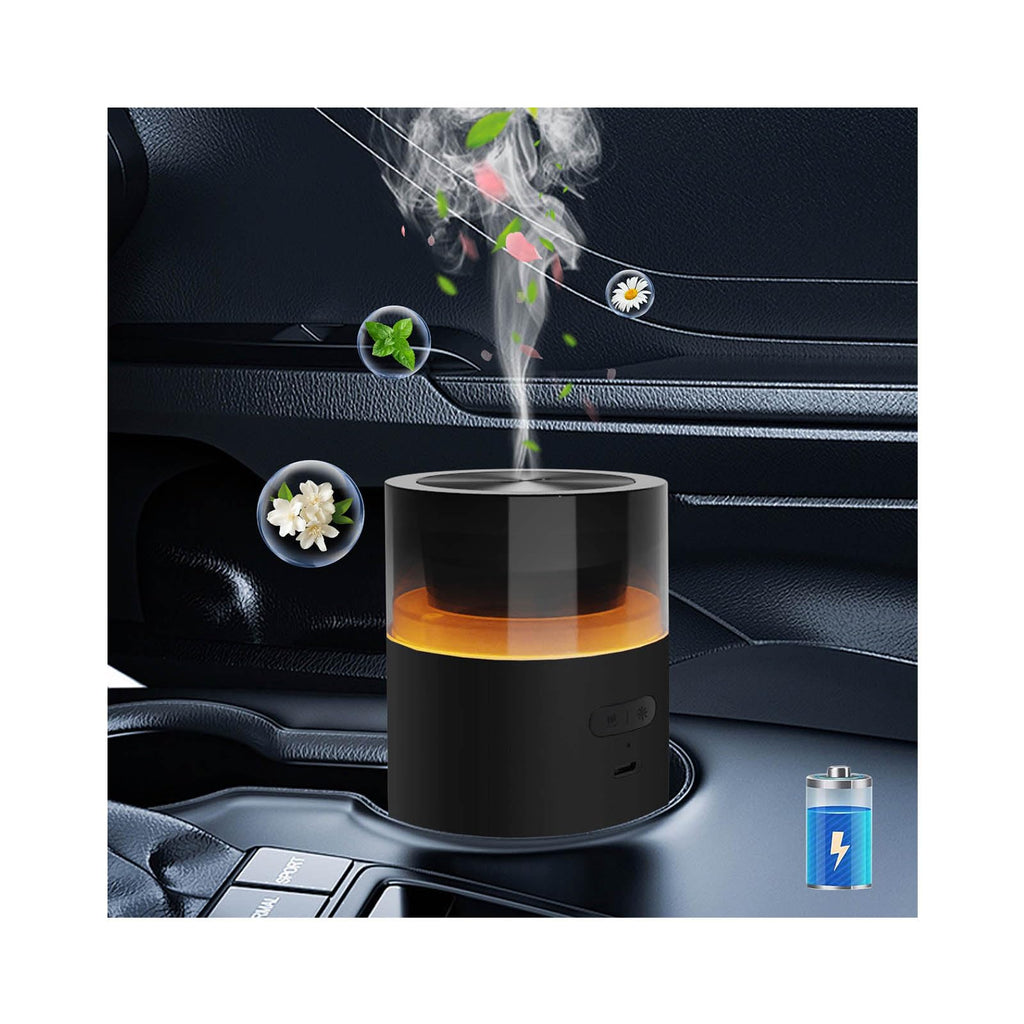 HODEMI Car Diffuser – Auto Start-Stop, Portable Humidifier with 8-Color Ambient Light (Black)