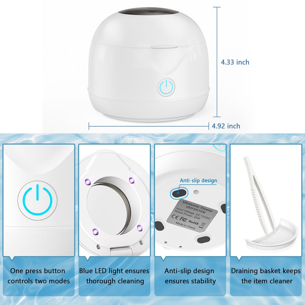 Hoffeins Ultrasonic Retainer Cleaner – 45kHz, 200ml, Portable