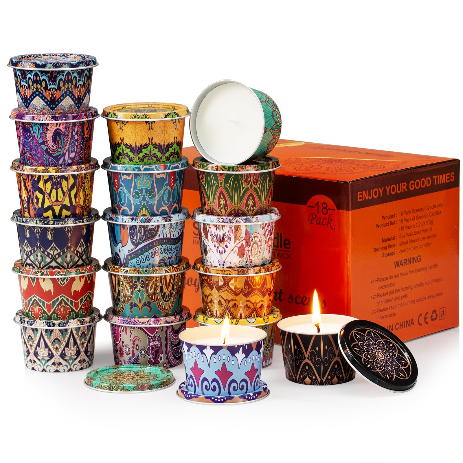 HOFOGOTOWIN 18-Pack Scented Candle Sets | Travel Aromatherapy Soy Candles