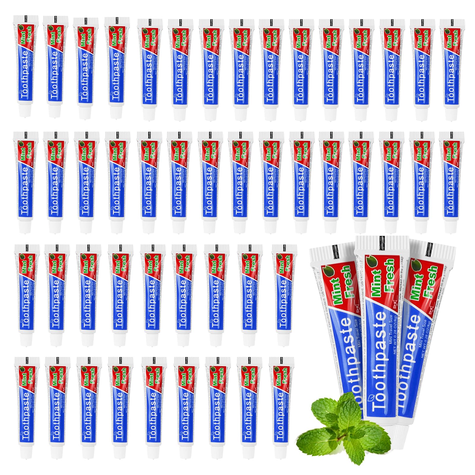 HOIQIRY 0.28 oz Travel Size Toothpaste Bulk — 30 Mint Mini Tubes, Single-Use