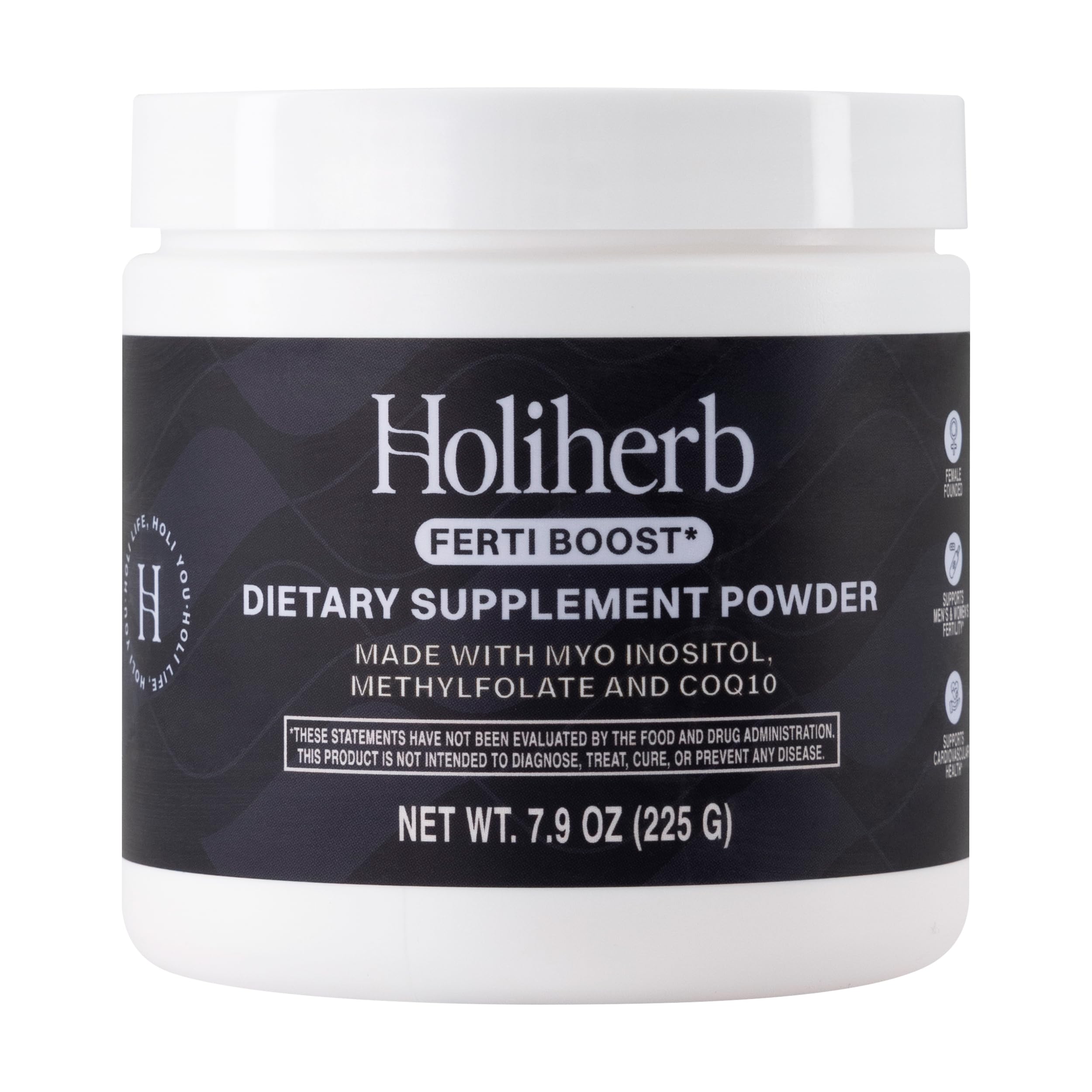 Holiherb Myo Inositol (4g) + Methyl Folate + CoQ10 (100mg) | Powdered Supplement | 50 Days