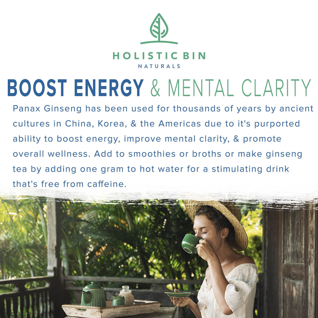Holistic Bin Wild American Ginseng Powder – Pure Organic Ginseng (20+ Year Roots) 25g