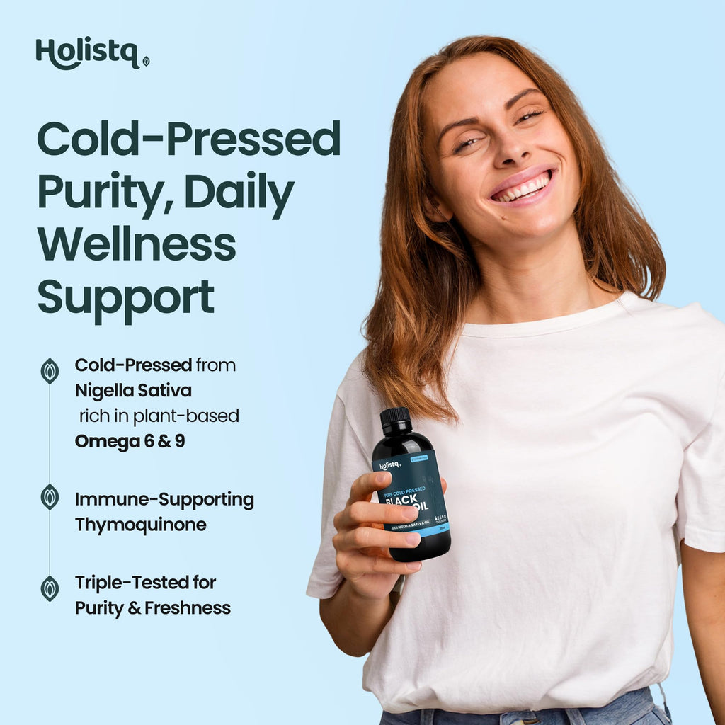 Holistiq Black Cumin Seed Oil Organic | Non-GMO & Vegan | 250 mL
