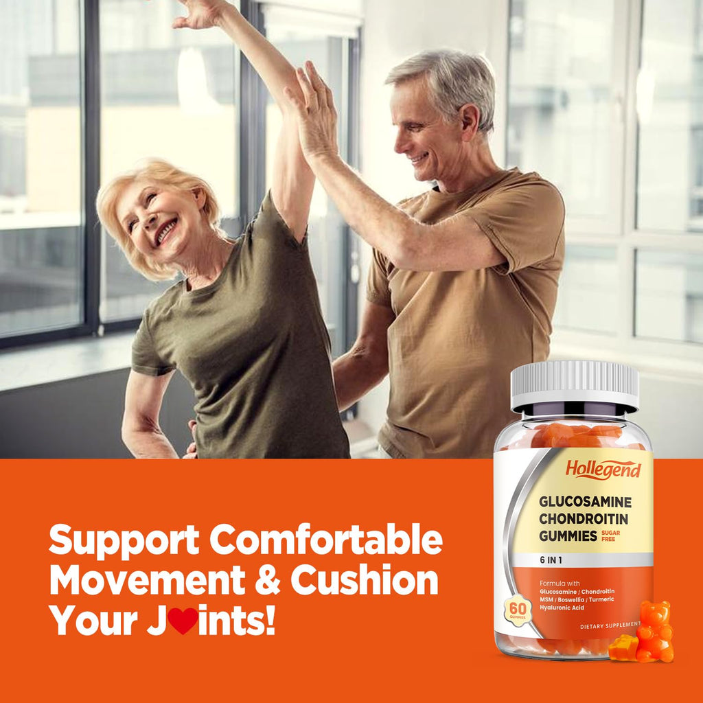 HOLLEGEND Glucosamine Chondroitin Gummies Sugar Free – 60 Count (Adults)