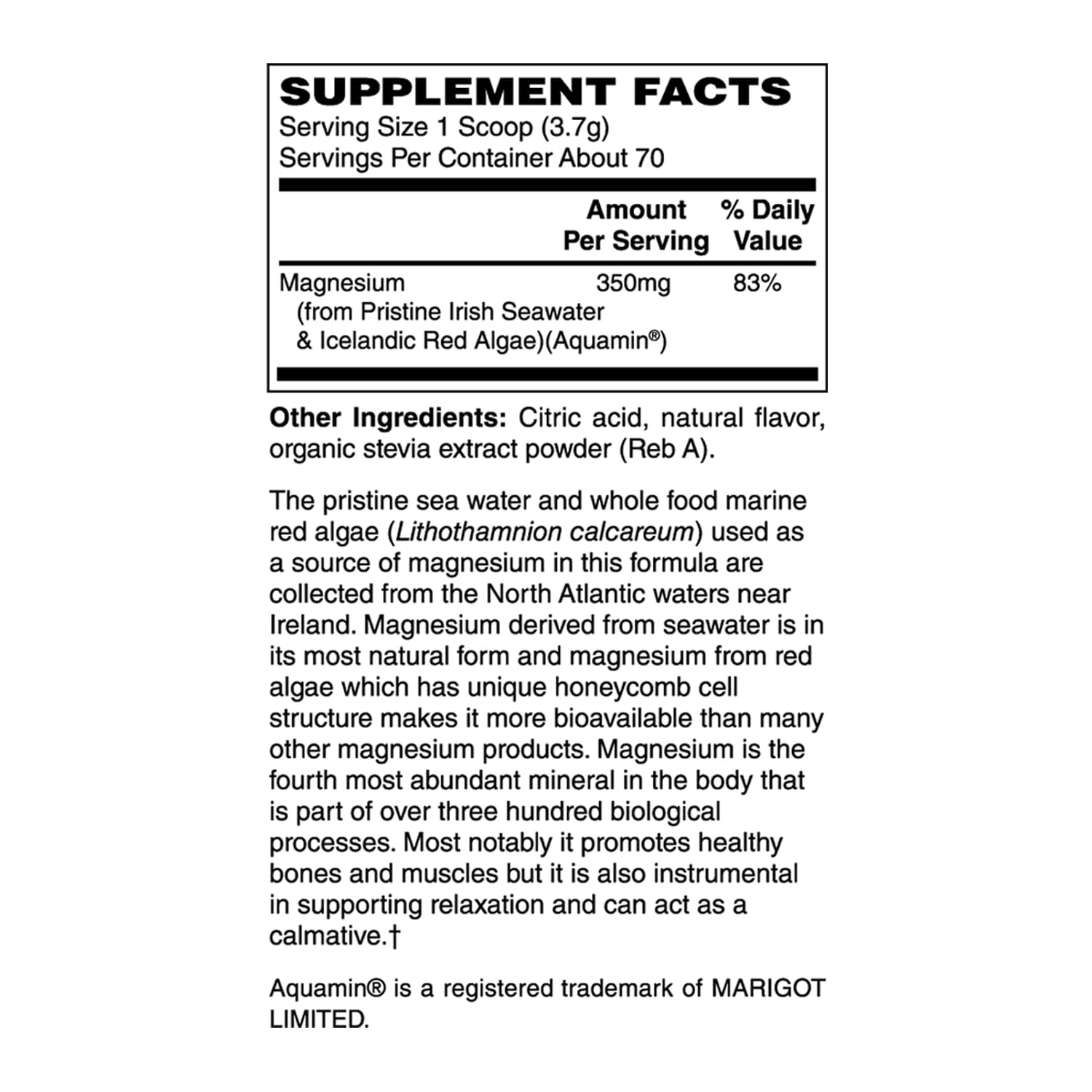 Holly Hill Health Foods Whole Food Magnesium Powder, 9.13 Ounces – Natural Seawater & Red Algae Magnesium