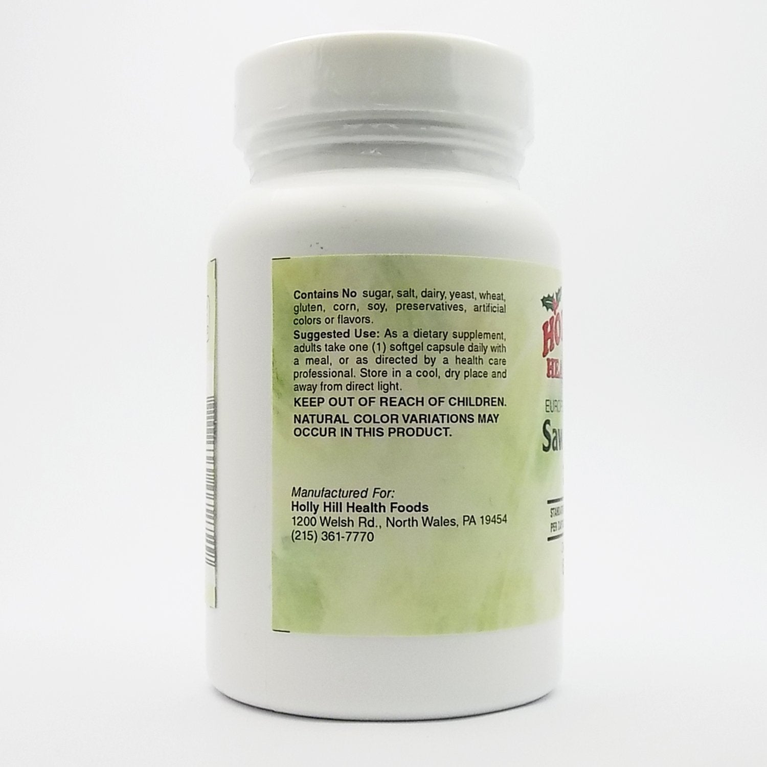 Holly Hill Health Foods – European Standardized Saw Palmetto 320 MG, 60 Softgels