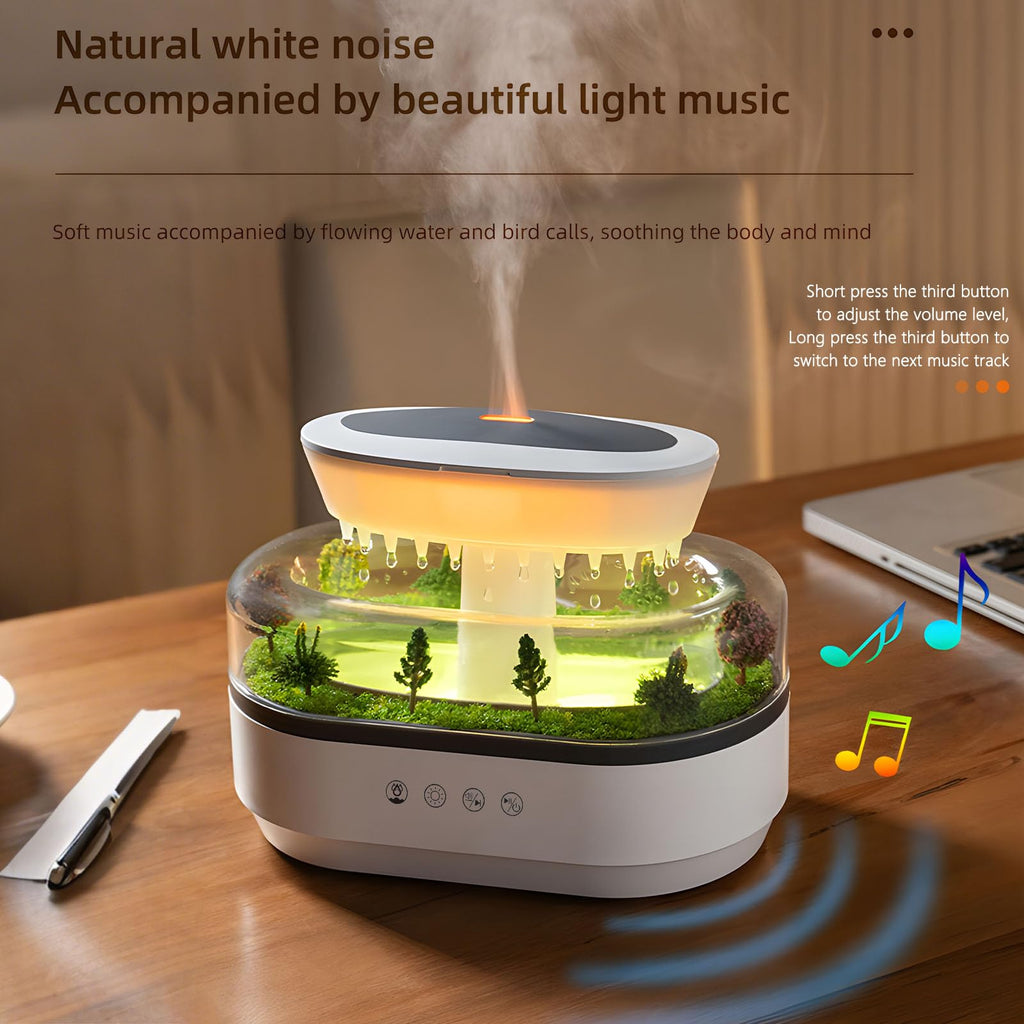 Holwim Cloud Rain Essential Oil Diffuser 250ml – 7-Color Light, Auto-Off, White Noise