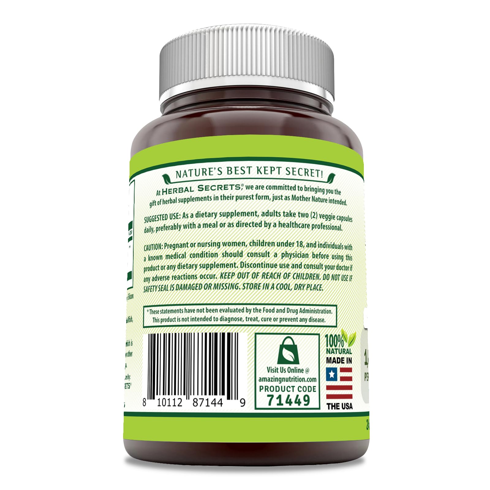 Herbal Secrets Holy Basil Supplement - 1000 mg per Serving | 240 Veggie Capsules | Non-GMO | Gluten Free | Made in USA