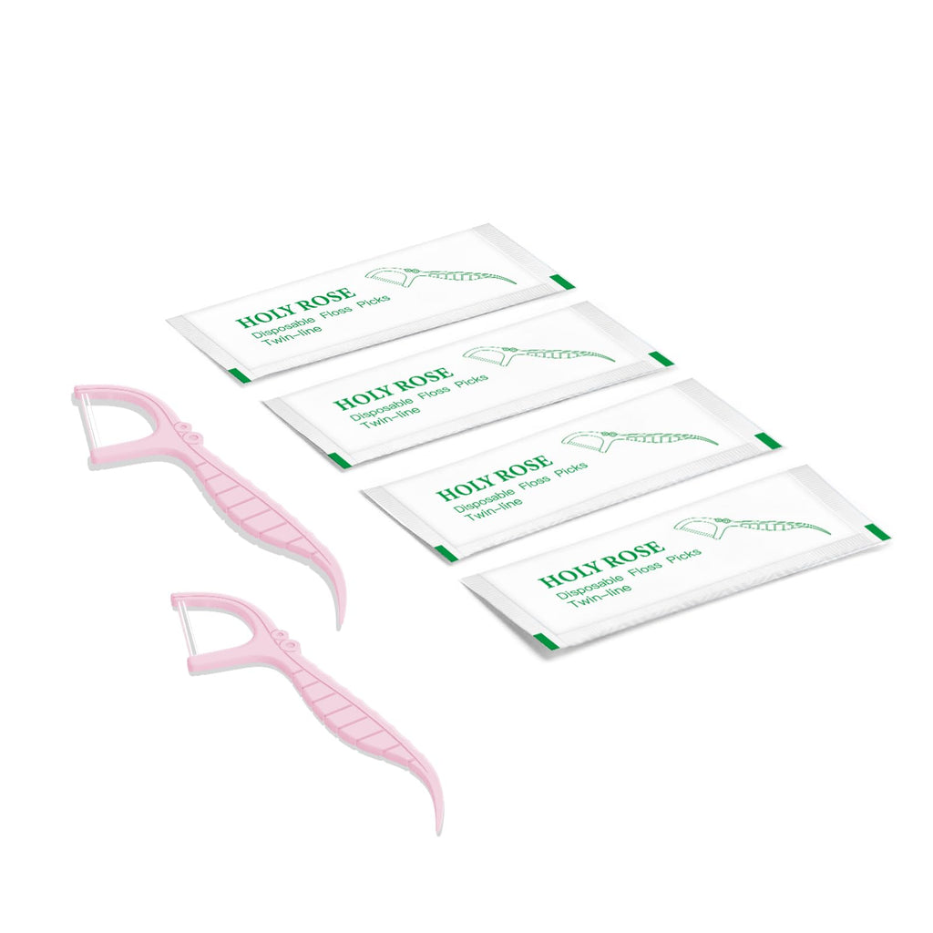 Holy Rose Mint Floss Picks – 100 Count, Individually Wrapped
