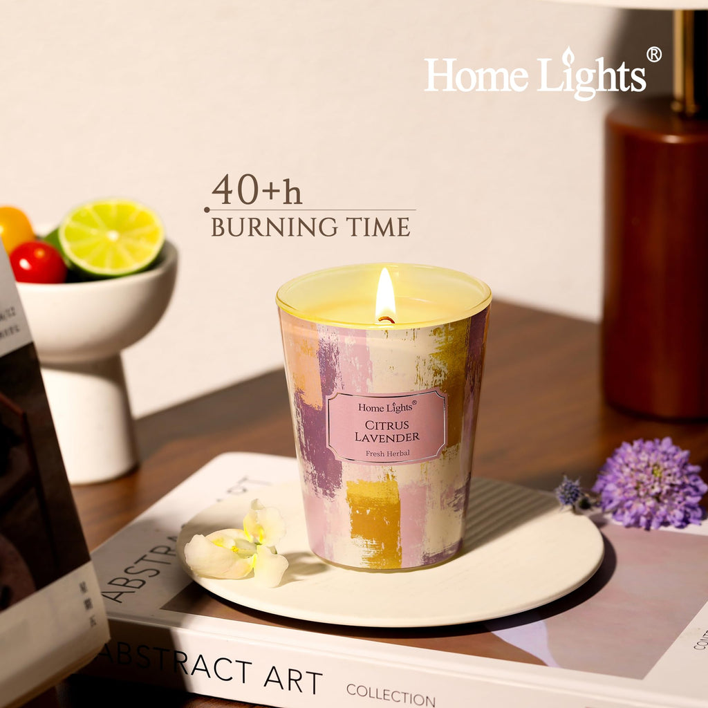 HomeLights Citrus Lavender Soy Candle 6.7oz | Minimalist Scandinavian Jar